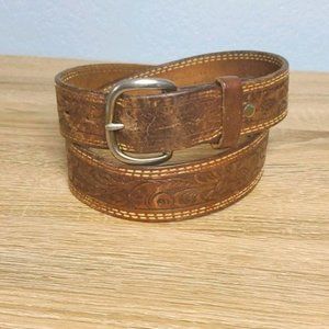 Vintage, Floral Embossed Cowhide Belt